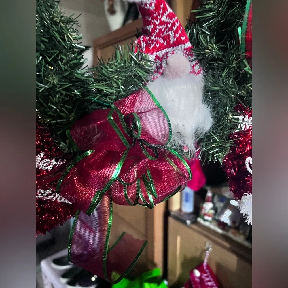 Homemade Custom Holiday Gnome Wreath (can add lights)